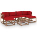 vidaXL Salon palette de jardin 7 Pièces et coussins Bois de pin imprégné