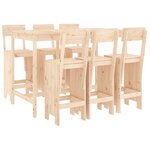 vidaXL Ensemble de bar de jardin 7 Pièces Bois de pin massif