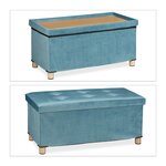 Banquette de rangement en velours matelassée 34 x 76 x 38 cm espace de stockage polyvalent style moderne en velours gris 13_0010921