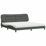 vidaXL Lit avec matelas Hvar gris foncé 200x200 cm tissu