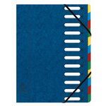 Trieur Harmonika® À Fenêtres Avec Élastiques Véritable Carte Lustrée 12 Compartiments - Bleu - X 6 - Exacompta