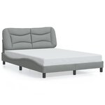 vidaXL Cadre de lit avec LED sans matelas Hvar gris clair 140x200 cm tissu