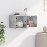 vidaXL Armoire murale avec portes en verre gris béton 68 5x37x35 cm