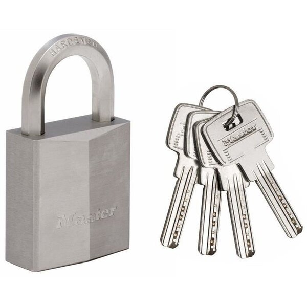 Cadenas en laiton nickelé 40 mm Anse hexagonale - Haute sécurité - 4 clés incluses