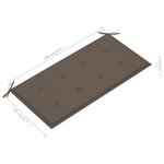 vidaXL Banc de jardin avec coussin taupe 112 cm Bois de teck massif