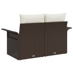 vidaXL Canapé de jardin 2 places avec rangement et coussins en Rattan Marron