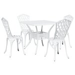 Ensemble de salle à manger de jardin 5 pièces vidaXL en aluminium blanc