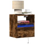 vidaXL Tables de chevet murales avec lumières LED 2 Pièces chêne fumé