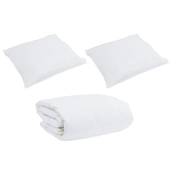 vidaXL Couette Autre avec oreiller 3 Pièces Blanc 200 x 200 cm Bas