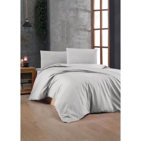 Parure de lit - housse de couette 220 x 240 + 2 taies d'oreiller 60 x 60 coton renforcé - Gris