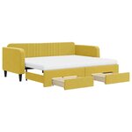 vidaXL Lit de jour avec gigogne et tiroirs jaune 90x200 cm velours