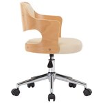 vidaXL Chaise pivotante de bureau Crème Bois courbé et similicuir