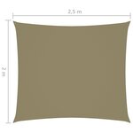 vidaXL Voile de parasol tissu oxford rectangulaire 2x2 5 m beige