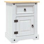 vidaXL Table de chevet Gamme Corona pin mexicain Blanc 53x39x67 cm