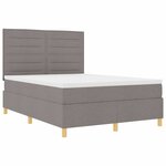 vidaXL Lit à ressort LED avec matelas Taupe 140 x 190 cm tissu
