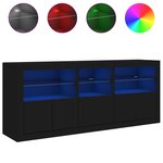 vidaXL Buffet avec lumières LED noir 162x37x67 cm