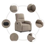 vidaXL Fauteuil inclinable électrique taupe tissu microfibre