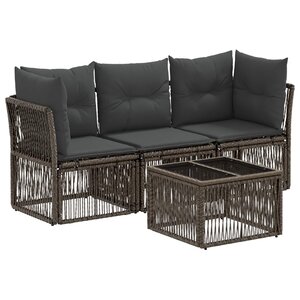 vidaXL Ensemble de canapé de jardin 4 Pièces Gris polyrotin