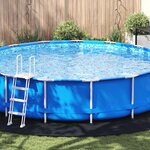 vidaXL Tapis de sol de piscine noir Ø 610 cm  rond et en tissu non tissé.