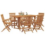vidaXL Ensemble de salle à manger pour jardin 7 Pièces Marron Teck massif