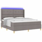 vidaXL Lit à ressorts avec bandes LED Taupe 180 x 200 cm tissu