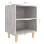 vidaXL Tables de chevet avec pieds en bois 2 Pièces Gris béton 40x30x50cm