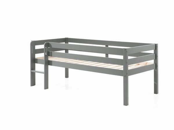 lit mi-hauteur gris + 3 tiroirs de rangement et tablette pende