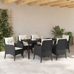 vidaXL Ensemble de salle à manger pour jardin 7 Pièces Noir Poly rotin