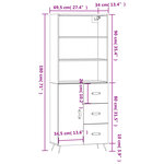 vidaXL Buffet haut Noir 69 5x34x180 cm Bois d'ingénierie