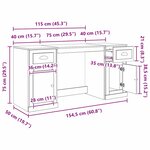 vidaXL Bureau avec armoire avec tiroir Chêne noir 154 5 x 50 x 75 cm