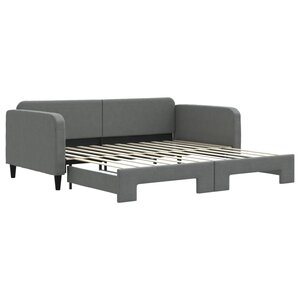 vidaXL Lit de jour avec gigogne sans matelas gris foncé 100x200 cm