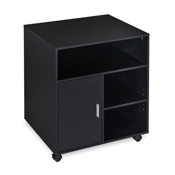 Caisson de bureau à roulettes pratique mobile espace de rangement 70 x 50 x 40 cm en bois noir 13_0009881
