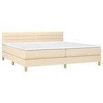 vidaXL Sommier à lattes de lit et matelas et LED Crème 200x200cm Tissu