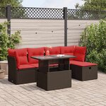 vidaXL Salon de jardin avec coussins 6Pièces marron résine tressée acacia