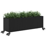 vidaXL Jardinières et roulettes 2 Pièces noir 107x32x38 cm résine tressée