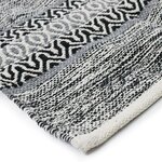 Tapis Terra - 160 x 230 cm - Bande ethno blanc et noir