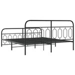 vidaXL Cadre de lit métal sans matelas avec pied de lit noir 183x213cm