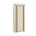 vidaXL Armoire à chaussures avec housse Crème 57x29x162 cm Tissu