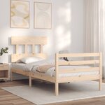 vidaXL Cadre de lit avec tête de lit 90x200 cm bois massif