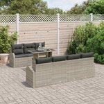 vidaXL Ensemble de canapé de jardin 8 Pièces Gris clair Poly rotin