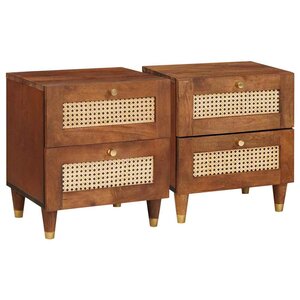 vidaXL Cabinet de chevet avec tiroir 2 Pièces Marron 40 x 33 5 x 46 cm