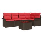 vidaXL Ensemble de canapé de jardin 6 Pièces Marron polyrotin