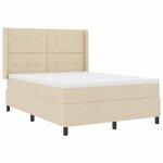 vidaXL Lit à ressort LED avec matelas Crème 160 x 200 cm tissu
