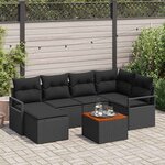 vidaXL Ensemble de canapé de jardin avec coussin 7 Pièces Noir Poly rotin