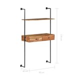 vidaXL Bureau mural 90x40x170 cm Bois d'acacia solide