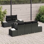 vidaXL Ensemble de canapé de jardin avec coussin 6 Pièces Noir polyrotin