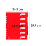 Intercalaires Polypropylène Opaque Semi Rigide 6 Positions - A4 Maxi - Couleurs Assorties - X 25 - Exacompta