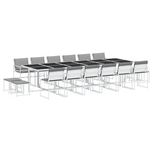 vidaXL Ensemble à manger de jardin avec coussins 17Pièces blanc textilène