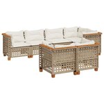 vidaXL Salon de jardin avec coussins 7 Pièces beige résine tressée