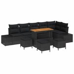 vidaXL Ensemble de canapé de jardin 10 Pièces Noir Poly rotin